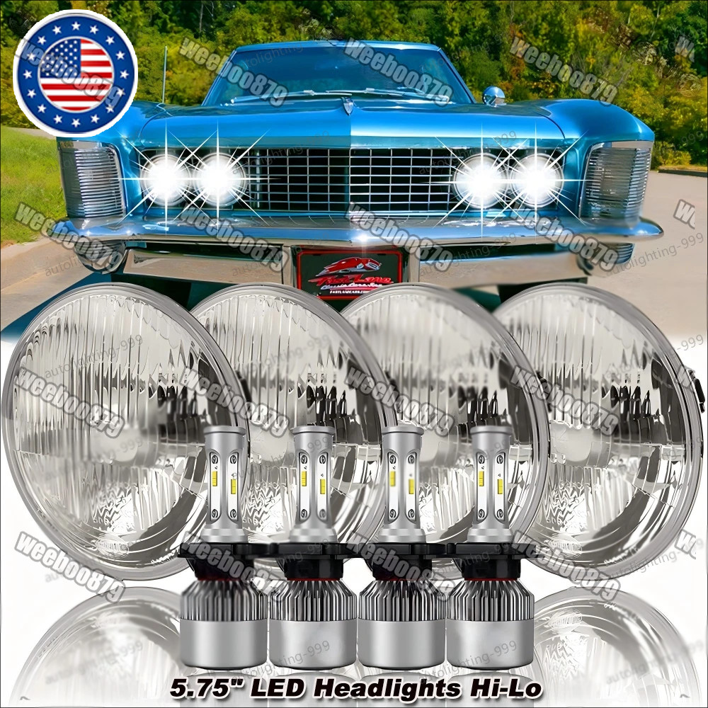 For Buick Riviera 1963-1974 4PCS 5 3/4″ 5.75 inch Round LED Headlights High/Low