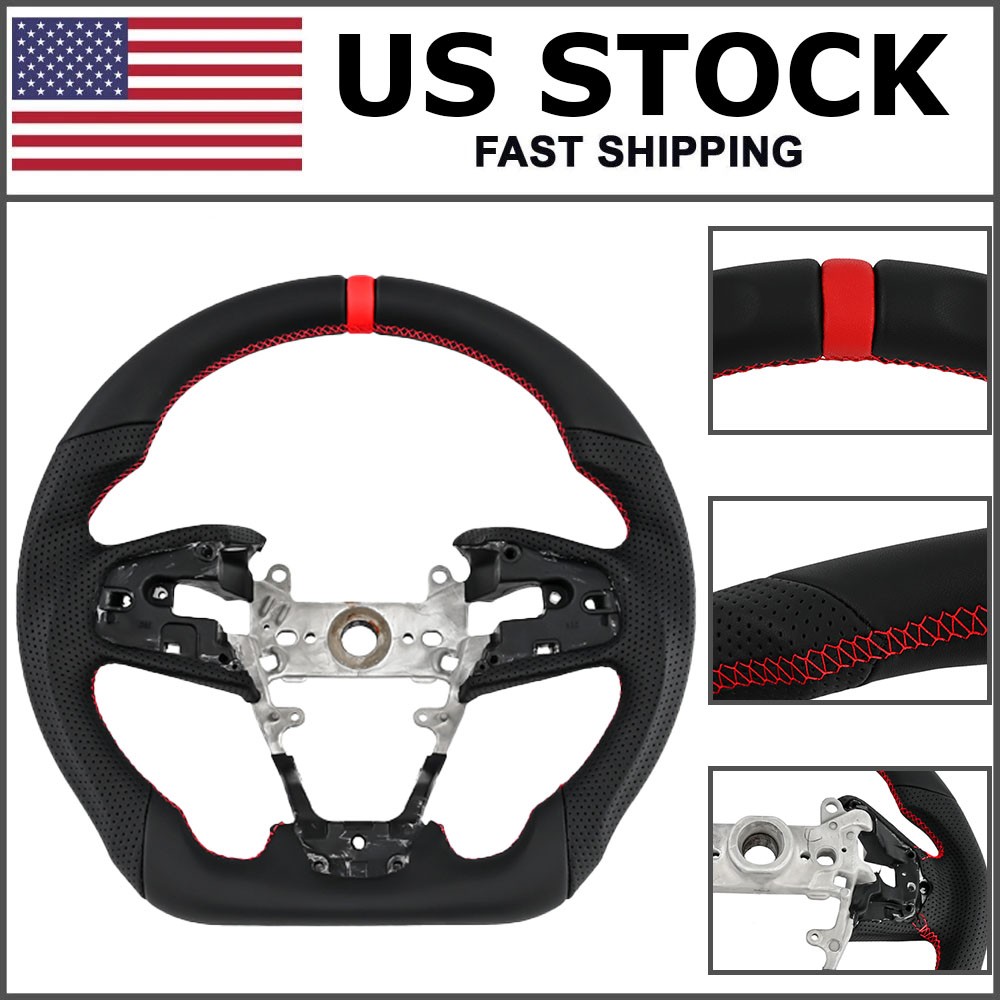 Premium Full Leather Steering Wheel For 2016-2020 Honda 10th Gen Civic D-Shape