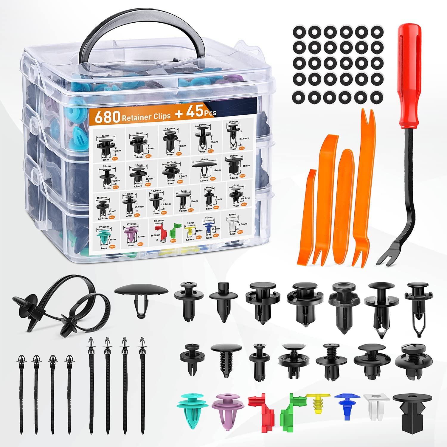 725 PCS Car Retainer Clips Auto Fasteners Push Trim Clips Pin Rivet Bumper Kit