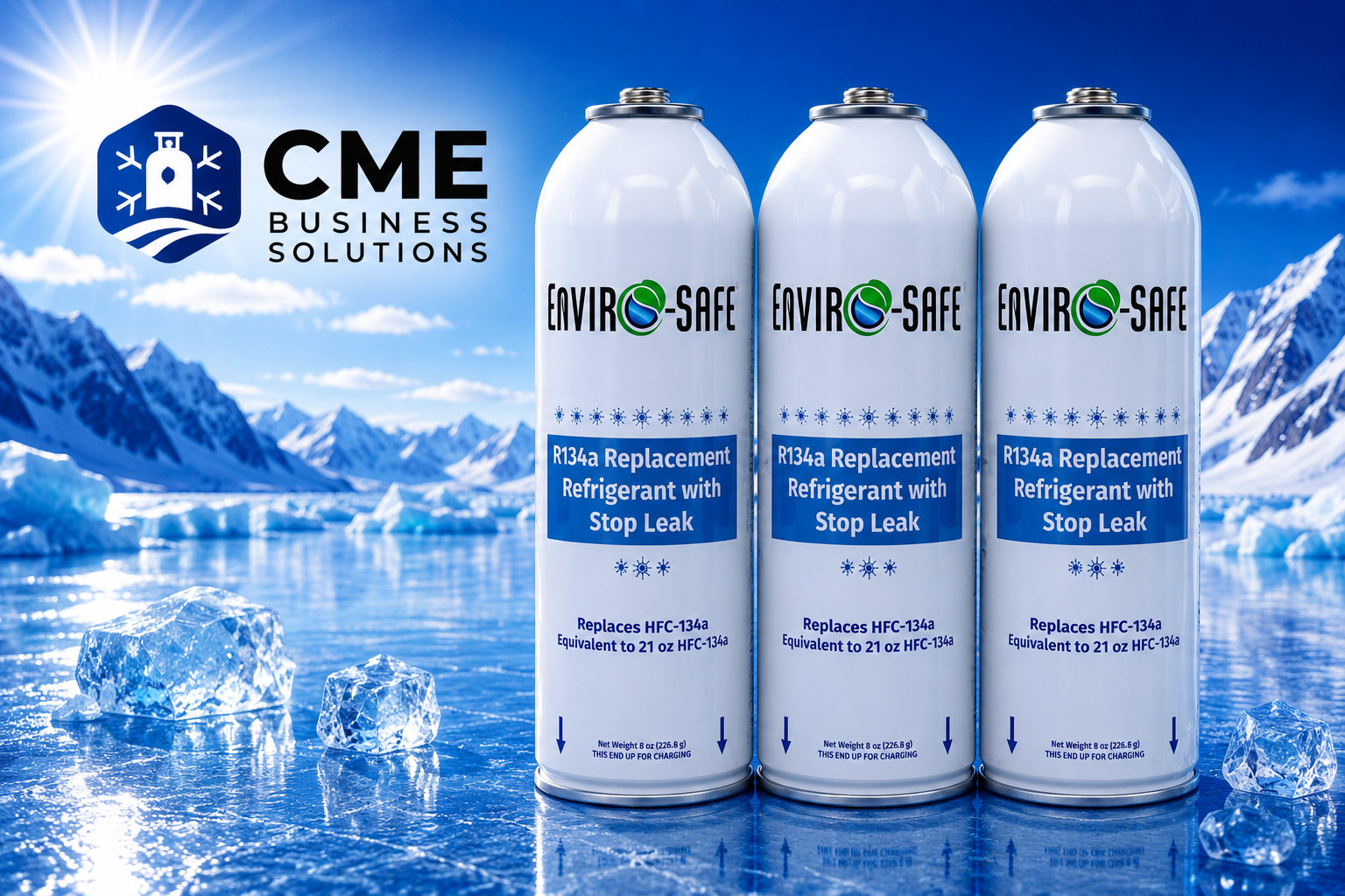 Enviro-Safe Auto A/C R134a Replacement Refrigerant with Stop Leak 3 cans