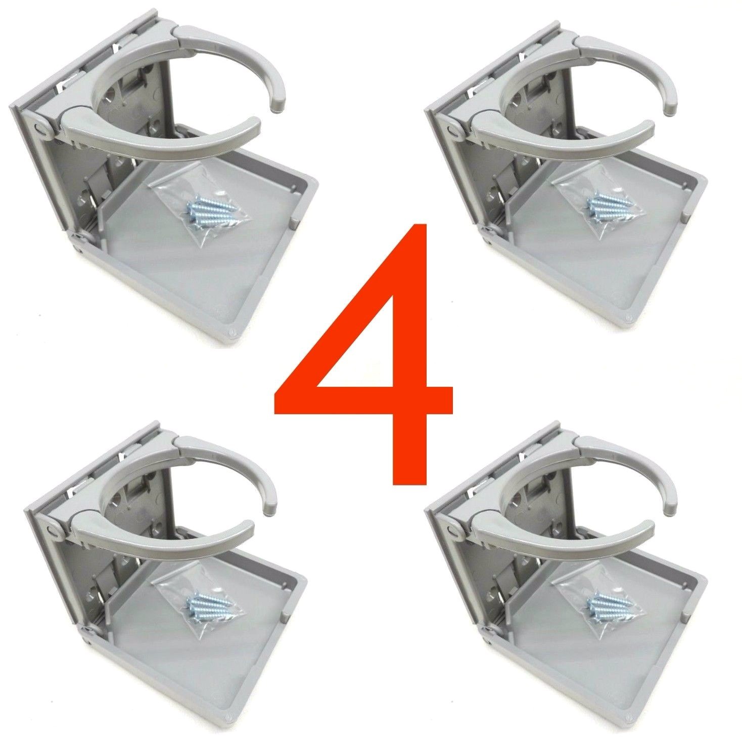 4 X GRAY AUTO CAR SUV TRUCK VAN BOAT UTV FOLDING ADJUSTABLE CUP DRINK HOLDER 4