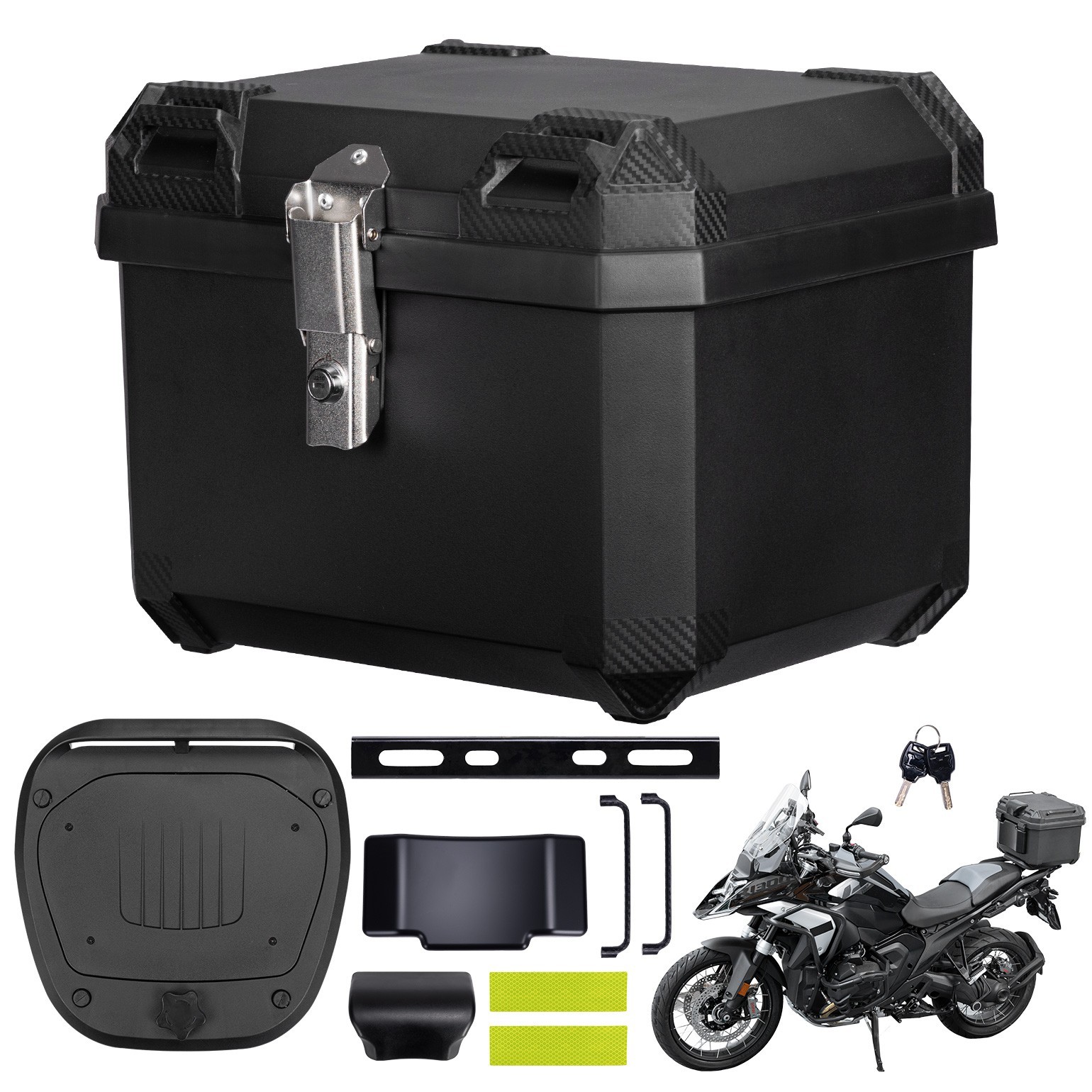 45L Motorcycle Top Case Trunk Tail Box Luggage Helmet Storage Plastic Tail Bag