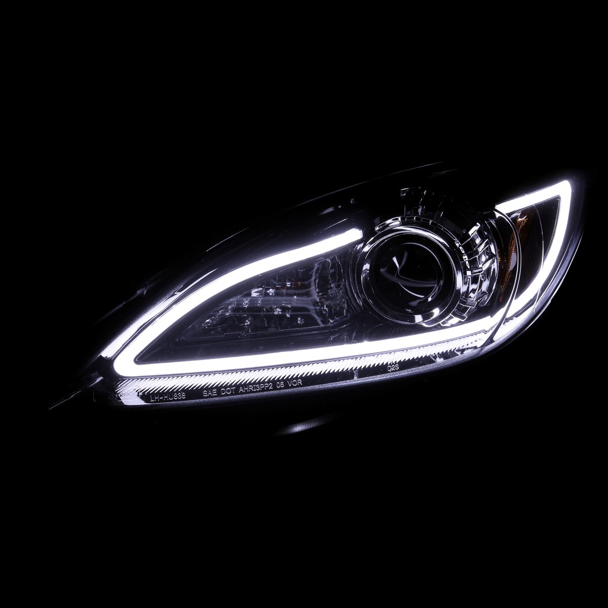 Fits 2010-2013 Mazda 3 Smoke Projector Headlights LED Strip Lamp Pair Left+Right