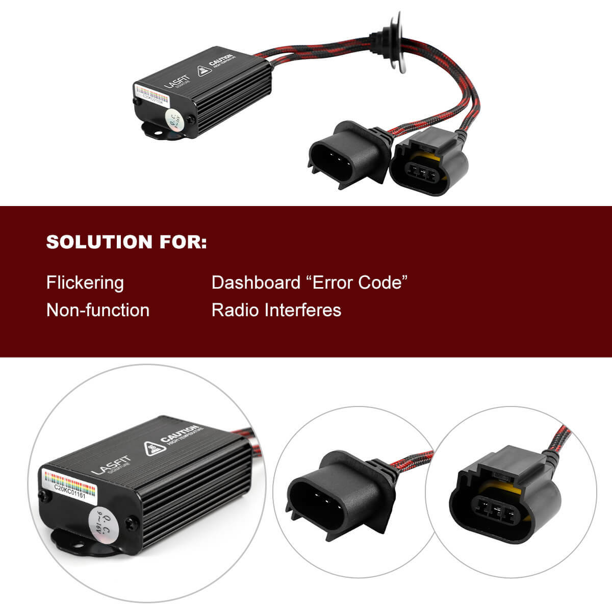 H13 9008 Anti Flicker Canceller Capacitor LED Headlight CanBus Resistor EMC