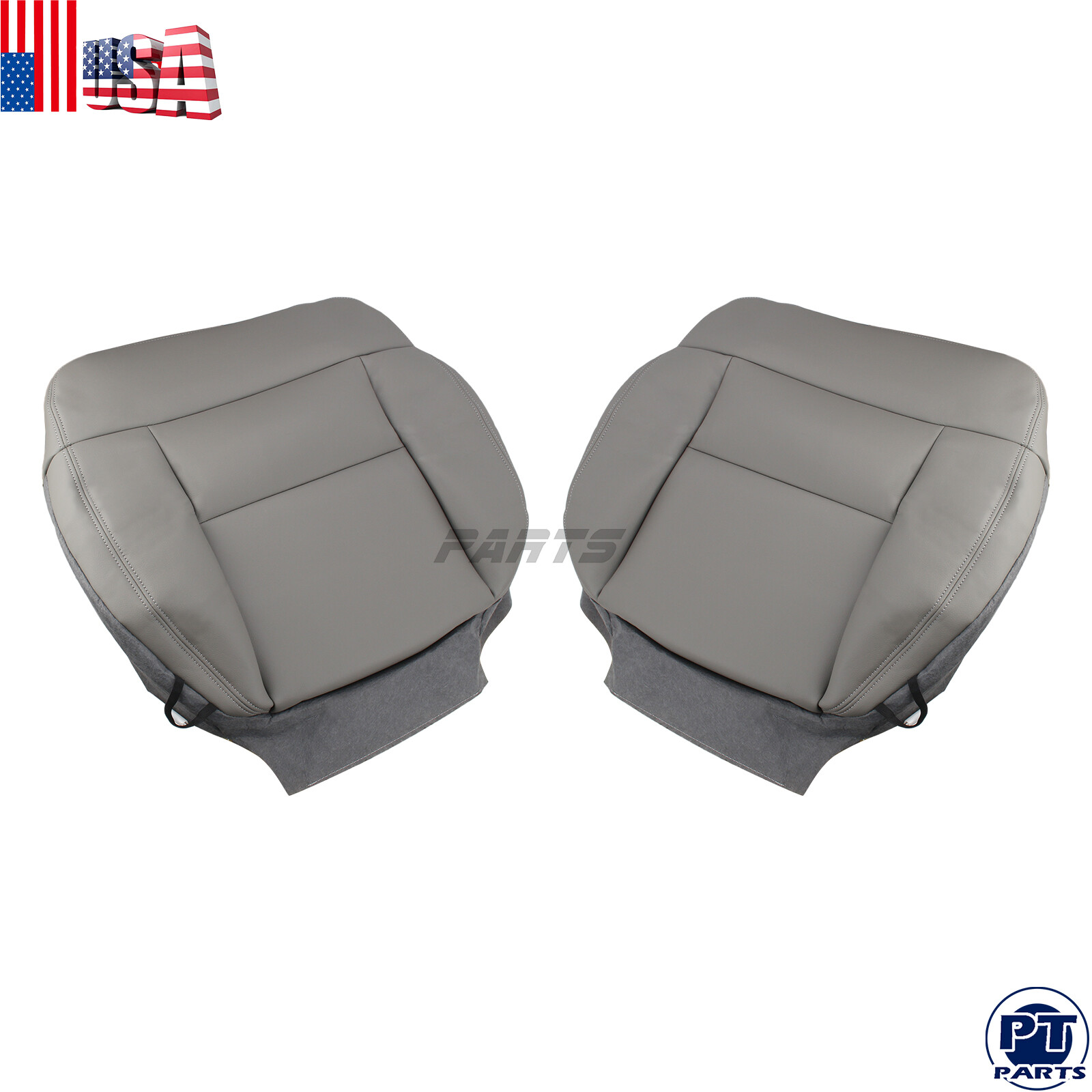 For 2004 To 2008 Ford F-150 Front Driver Passenger Bottom Seat Cover Gray Vinyl