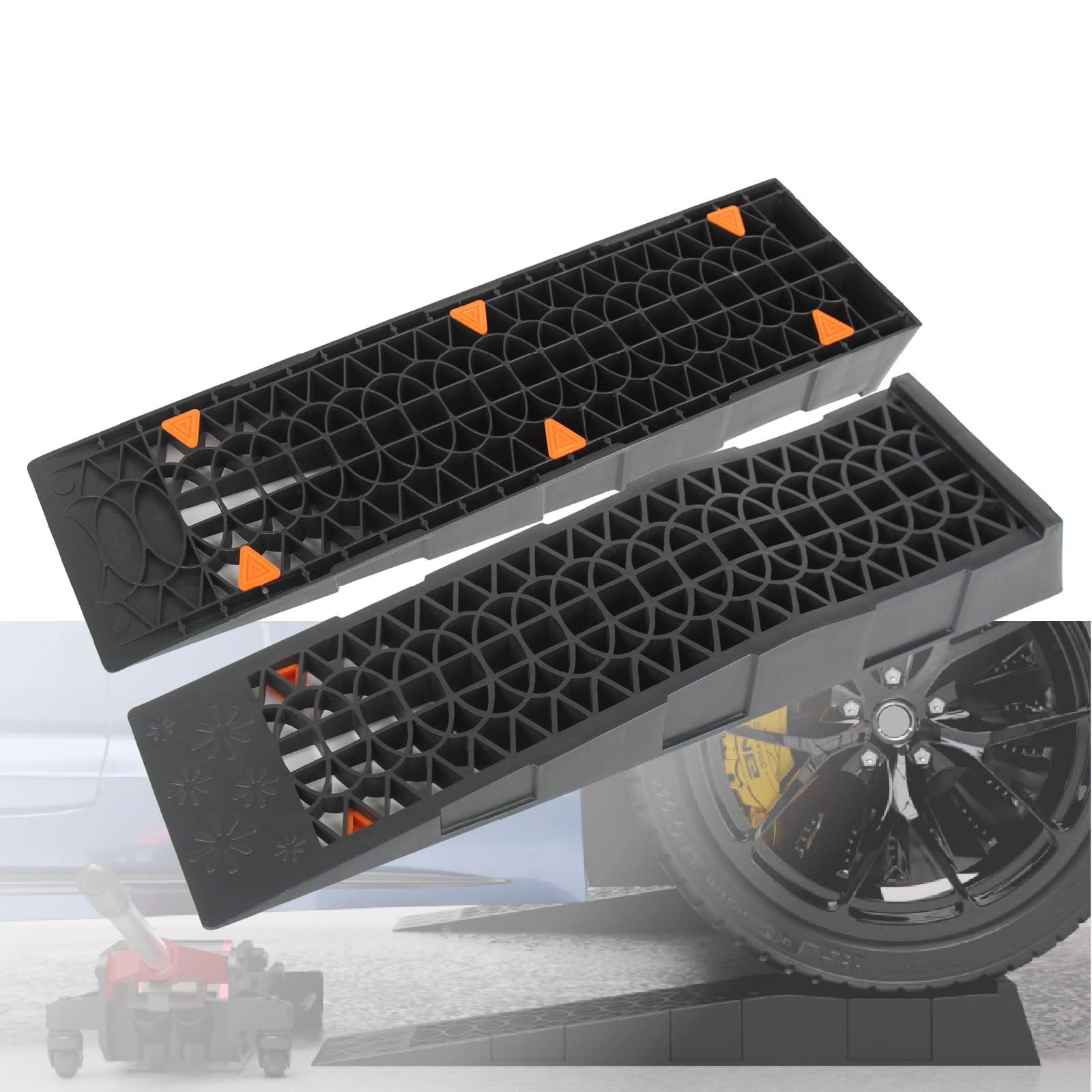Low Profile Car Service Ramp with Anti-Slip Blocks Oil Changes& Maintenance 2…