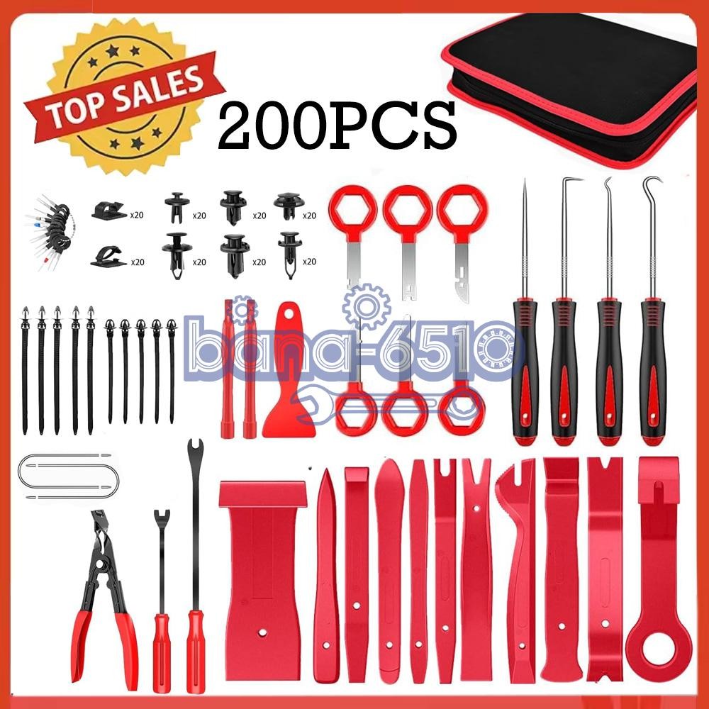 200Pcs Car Trim Removal Tool Set Hand Tools Pry Bar Panel Door Interior Clip Kit