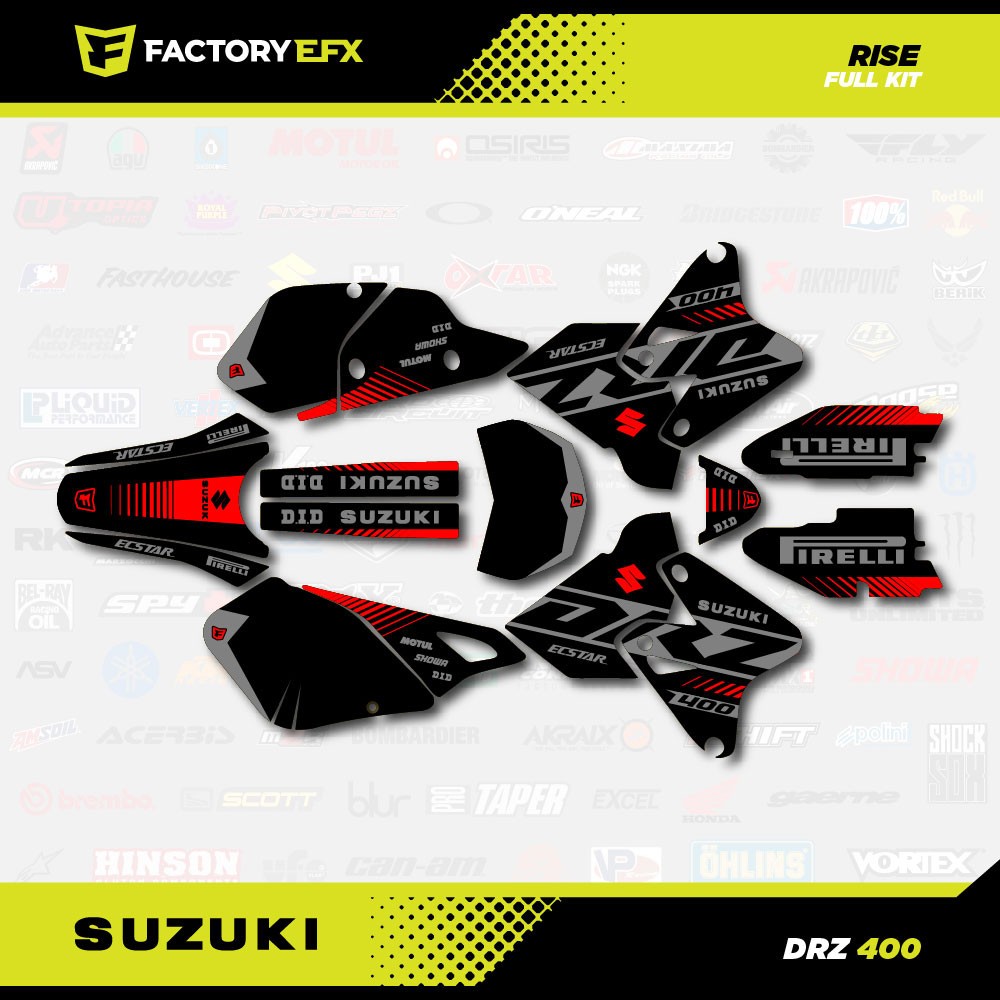 Black Gray Red Rise Racing Graphic Kit fits Suzuki Drz400 Drz 400 Drz400sm 400sm