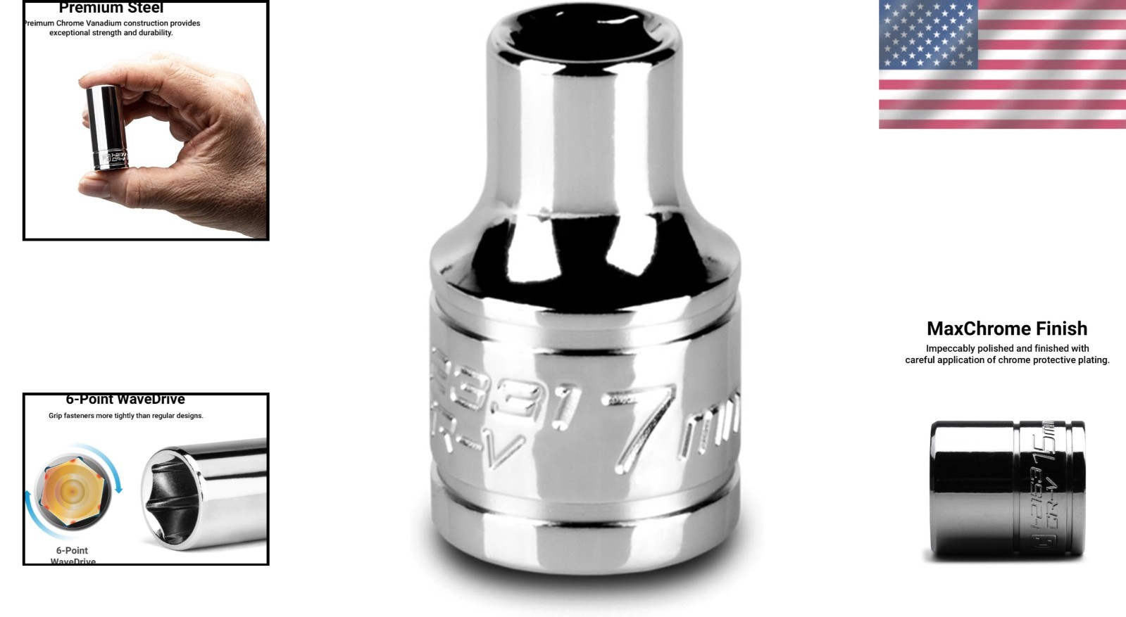 7 mm 3/8-Inch Drive Shallow Socket – Durable Chrome Vanadium Steel