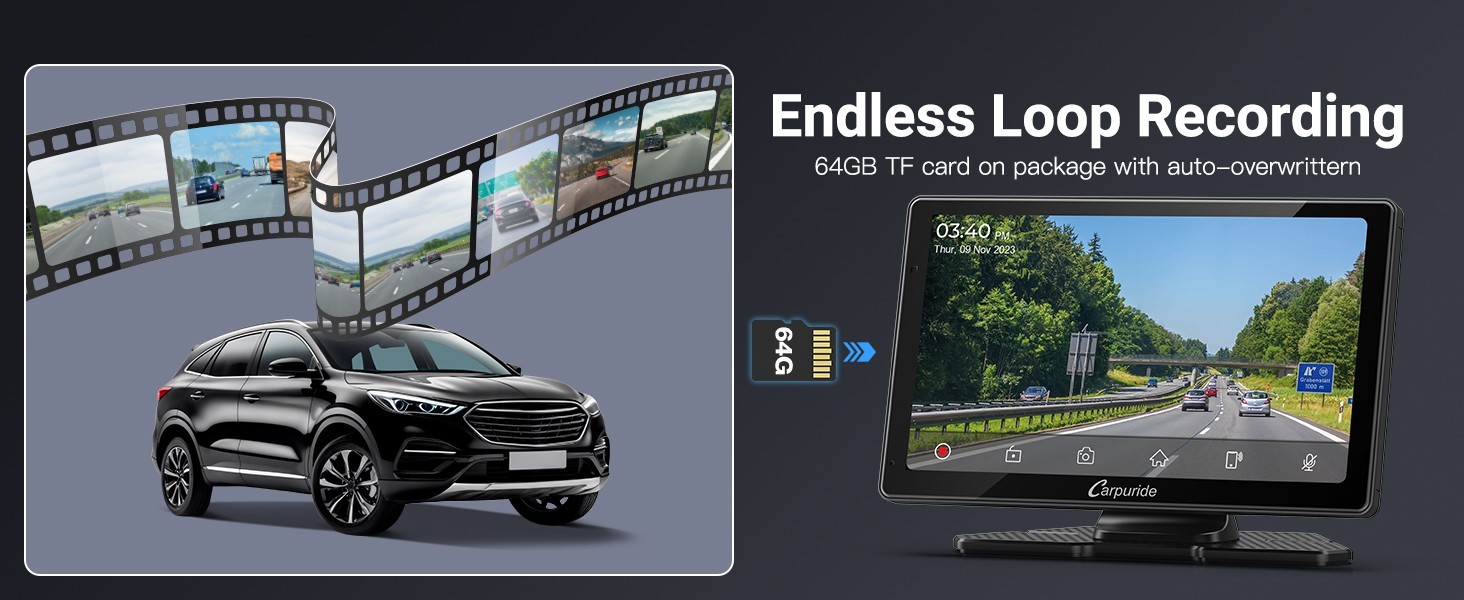 Carpuride W703 Wireless CarPlay Android Auto 4K Front Camera Super Link Stereo