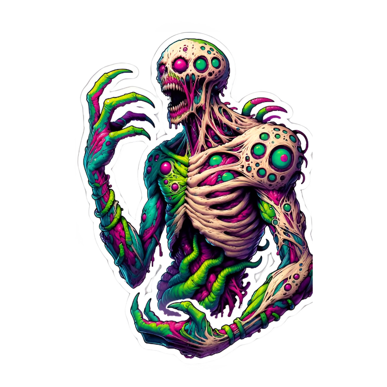 Zombie Skeleton Alien (2 Inch) Street Art Urban Edgy Hip Hop Grunge Bold