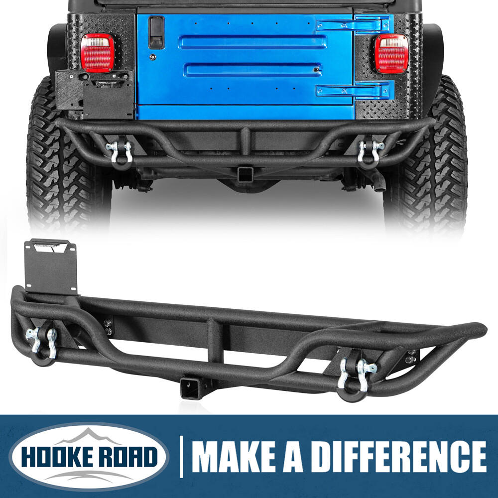 Hooke Road Steel Tubular Rear Bumper w/D-rings for Jeep Wrangler TJ 1997-2006