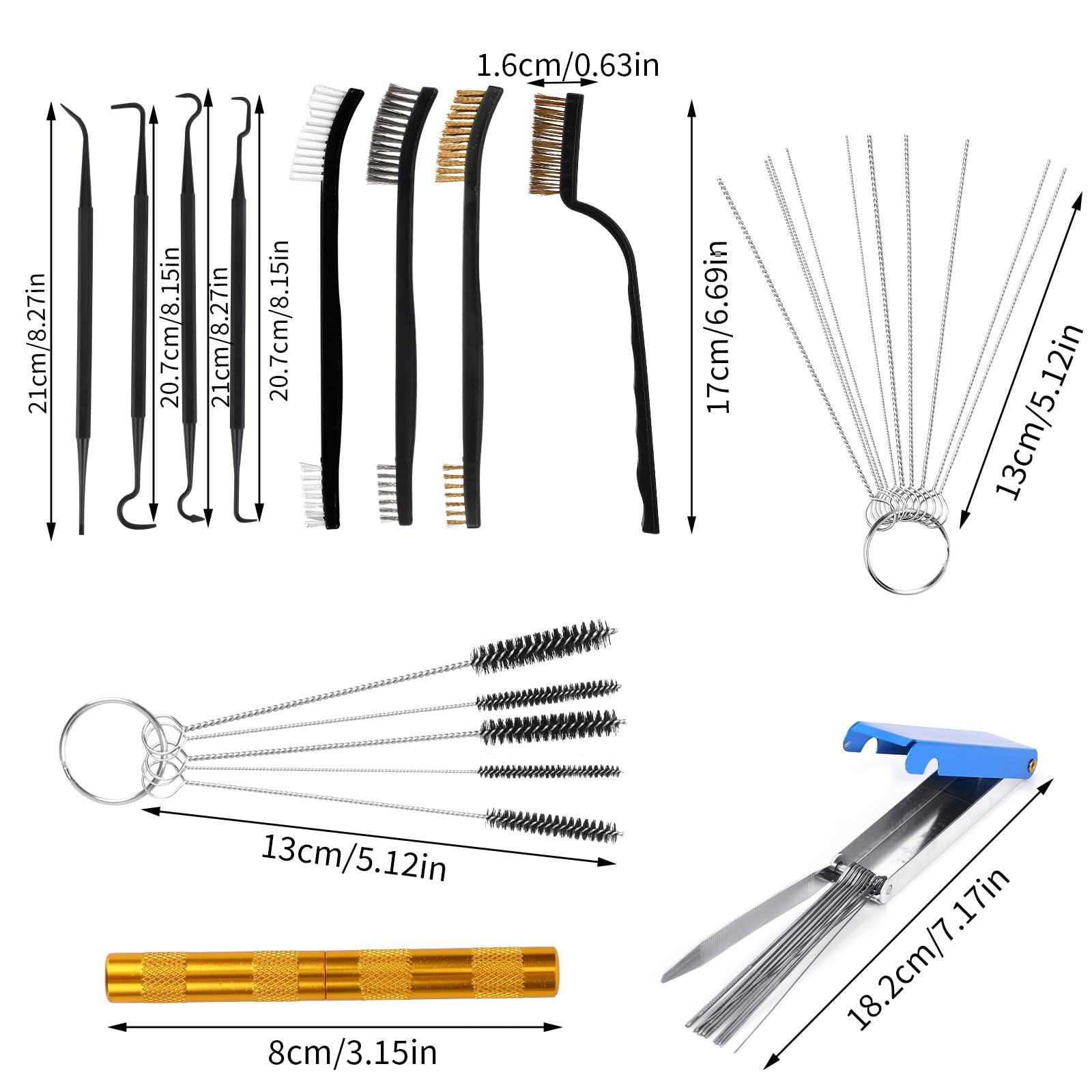 Carburetor Cleaning Kit Torch Tip Cleaner, Includes 3 Double-ended Brushes 1