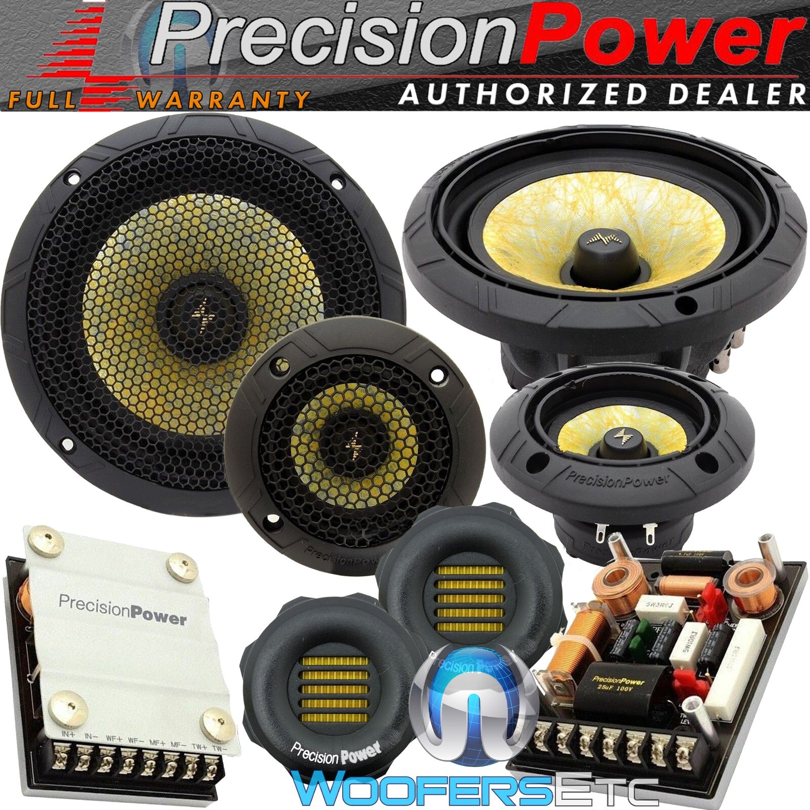 PRECISION POWER P.65C3 PPI 6.5″ 400W 3WAY COMPONENT SPEAKERS CROSSOVERS TWEETERS