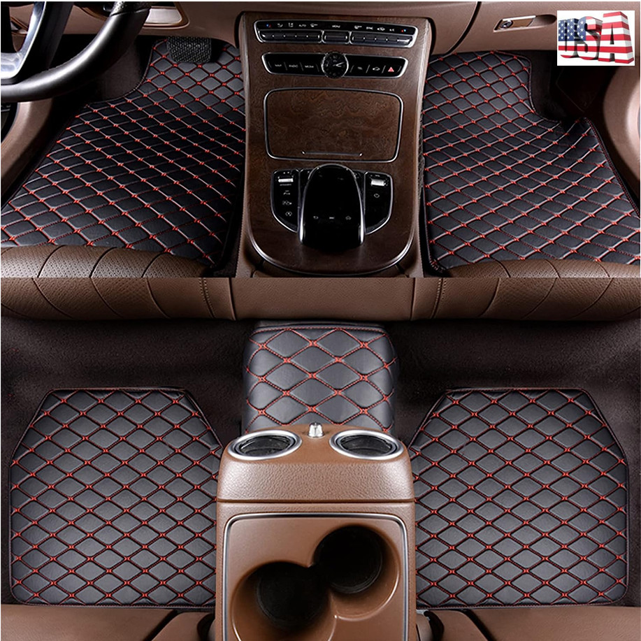 Universal Car Floor Mats Leather Front&Rear Carpets For Most 5-Seat Car Non-Slip