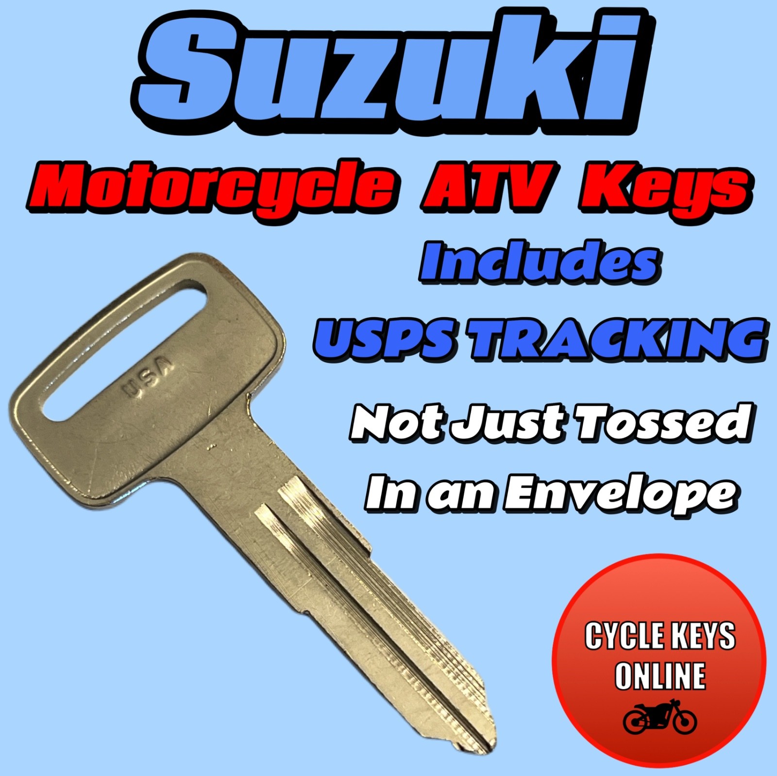 Suzuki Motorcycle ATV keys Cut to Code spare key codes F59610-F69097