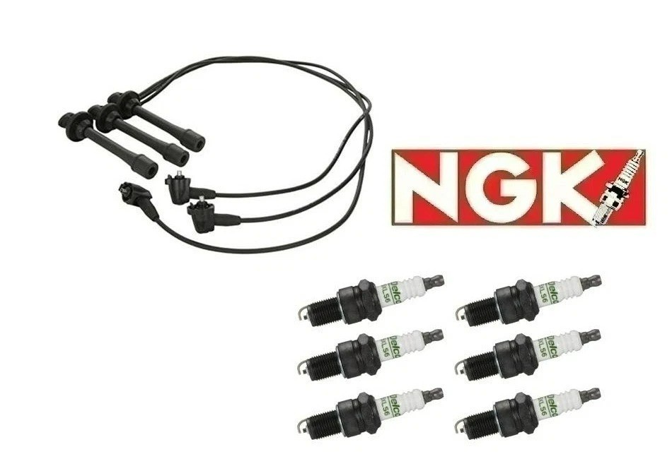 Ignition Wire Set + 6 Spark Plugs NGK for Toyota 4Runner Tacoma T100 Tundra 3.4L