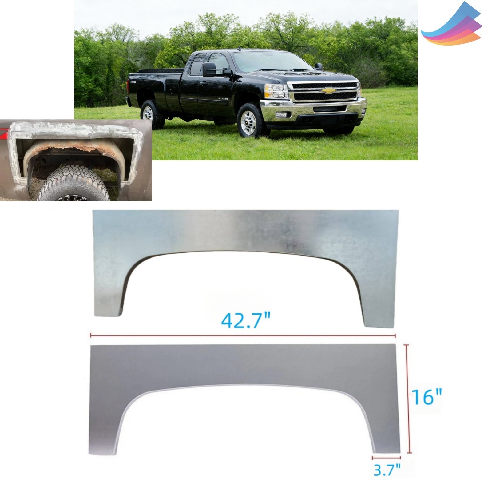 For Chevrolet Silverado 07-14 Rear Upper Wheel Arch Repair Quarter Panels Pair
