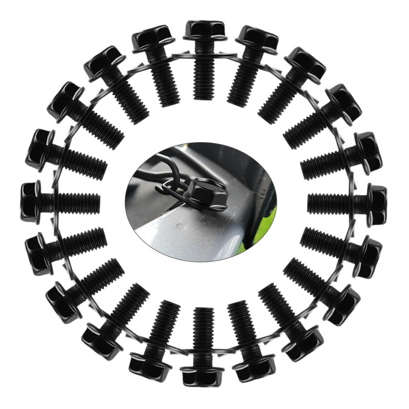 20pc Car Body Bolts Screw Fastener Fender M6-1.0x 16mm Long-10mm Hex-17mm Washer