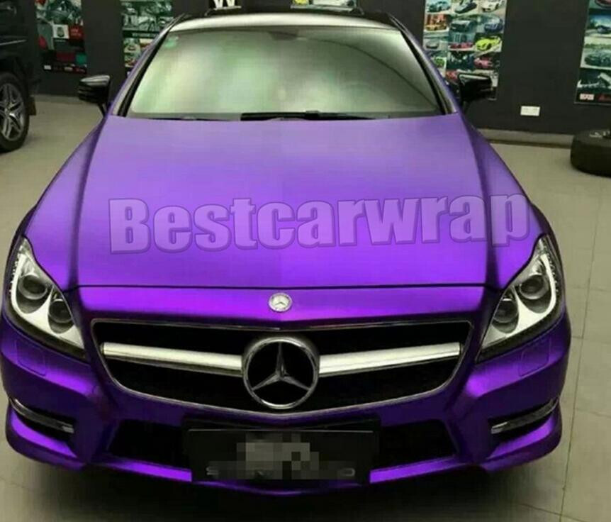 50FT x 5FT Metal Satin Matte Chrome Purple Vinyl Car Wrap Covering Film Graphics