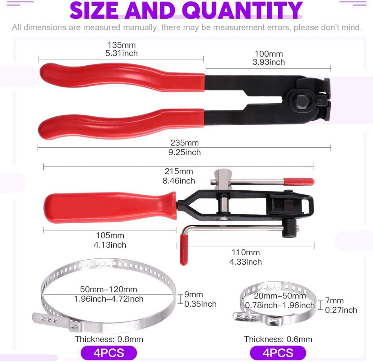 14Pcs CV Joint Boot Clamp Pliers with CV Boot Clamps Kit Ear Type Banding Tool