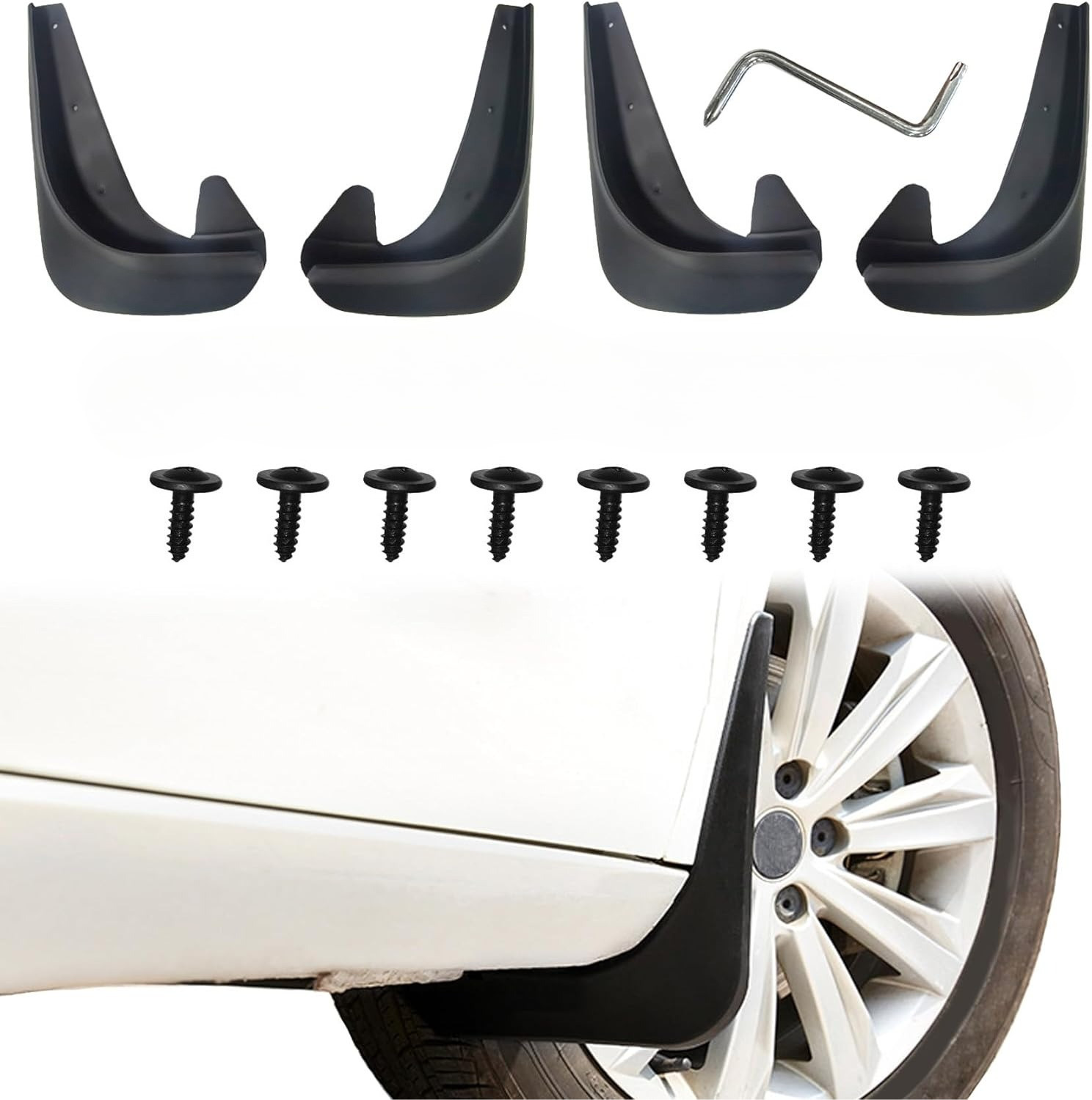 4 PCS Car Mud Flaps, Splash Proof Scratch-Resistant Protective Shield Kit Thicke