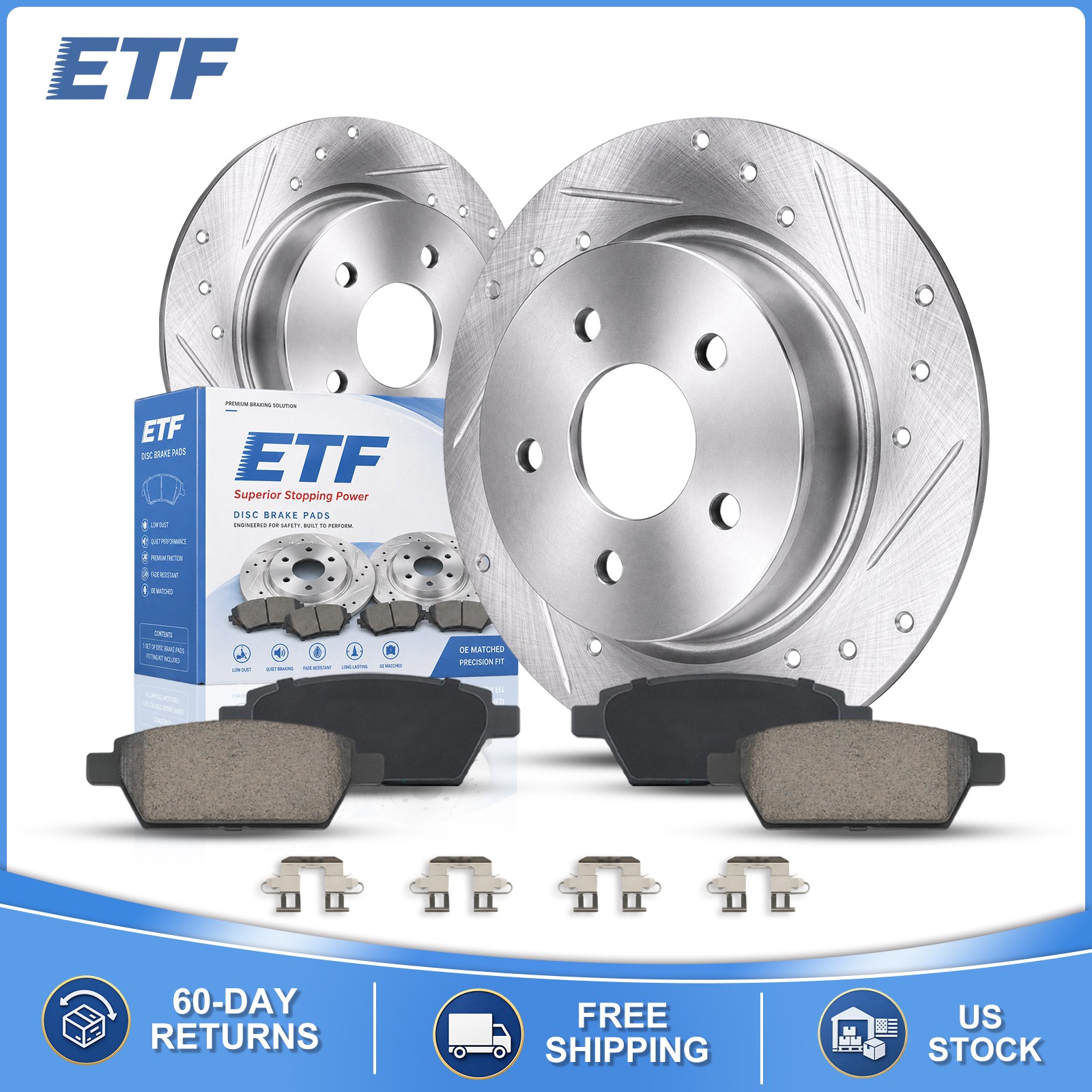 10.31” Rear Drilled Rotors Ceramic Brake Pads For 2013 KIA FORTE5
