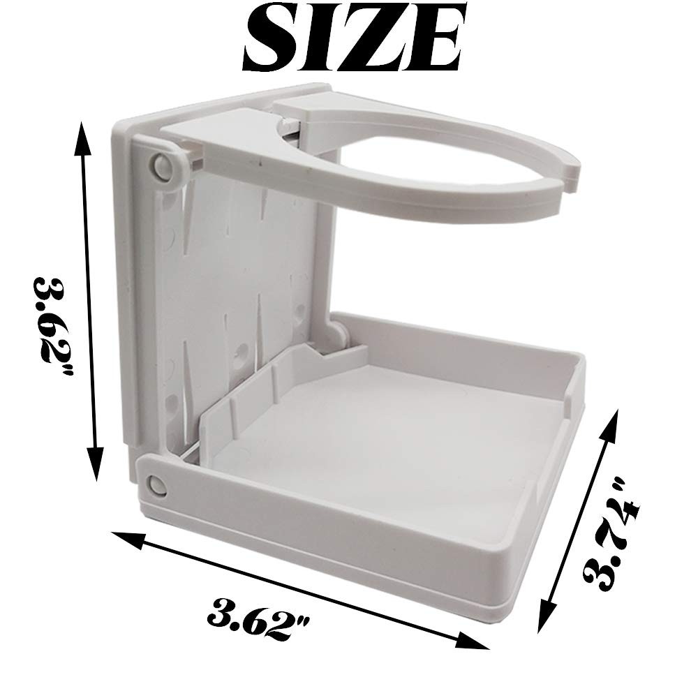 TIHOOD 2PCS Adjustable Folding Drink Holder/Adjustable 83 millimeters, White
