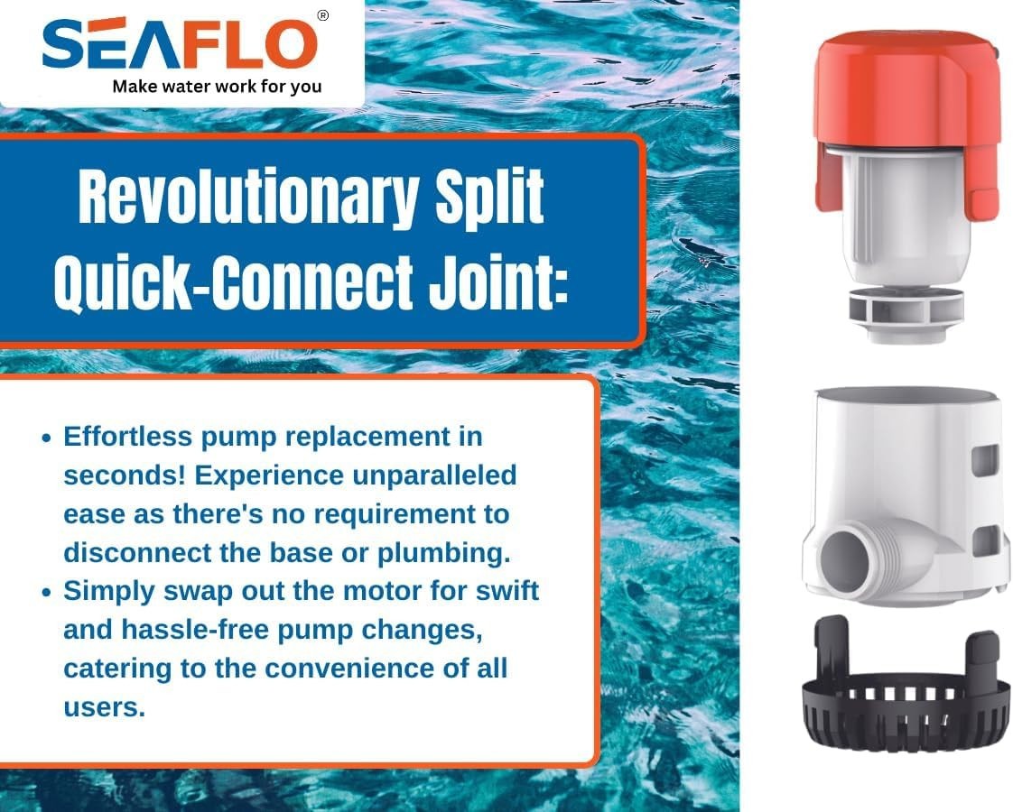 SEAFLO 13B Series 2000 GPH Automatic Bilge Pump 12V 4 Year Warranty