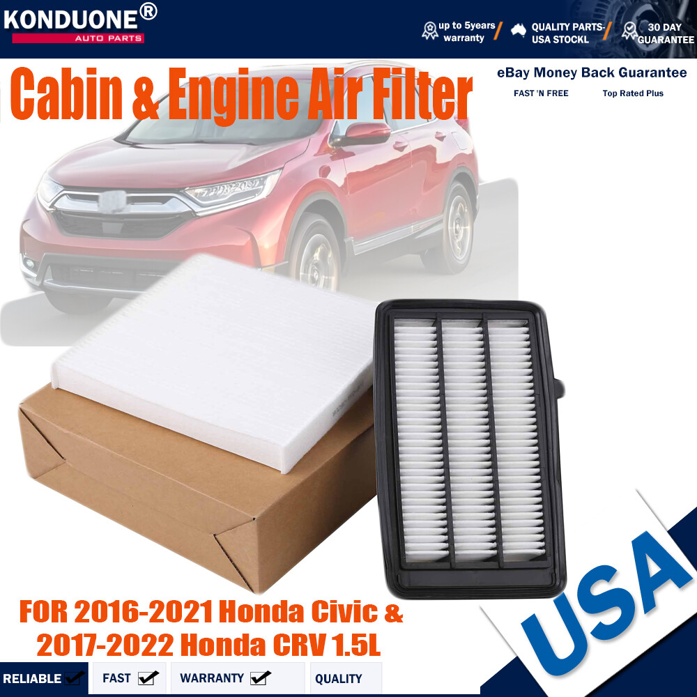 Cabin & Engine Air Filter Fit 2016-2021 Honda Civic & 2017-2022 Honda CRV 1.5L