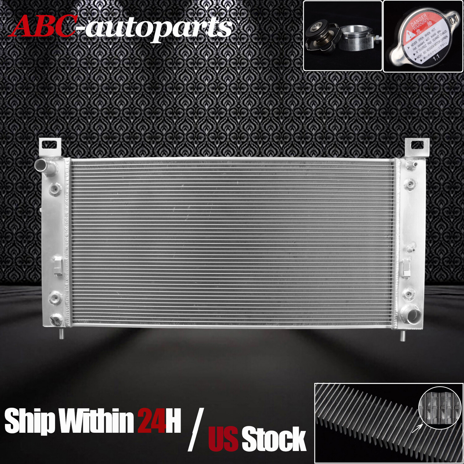3ROW 34″ GMC YUKON XL V8 CORE W/EOC&W 5.3/6.0/6.2/8.1L Aluminum Radiator 2000-13