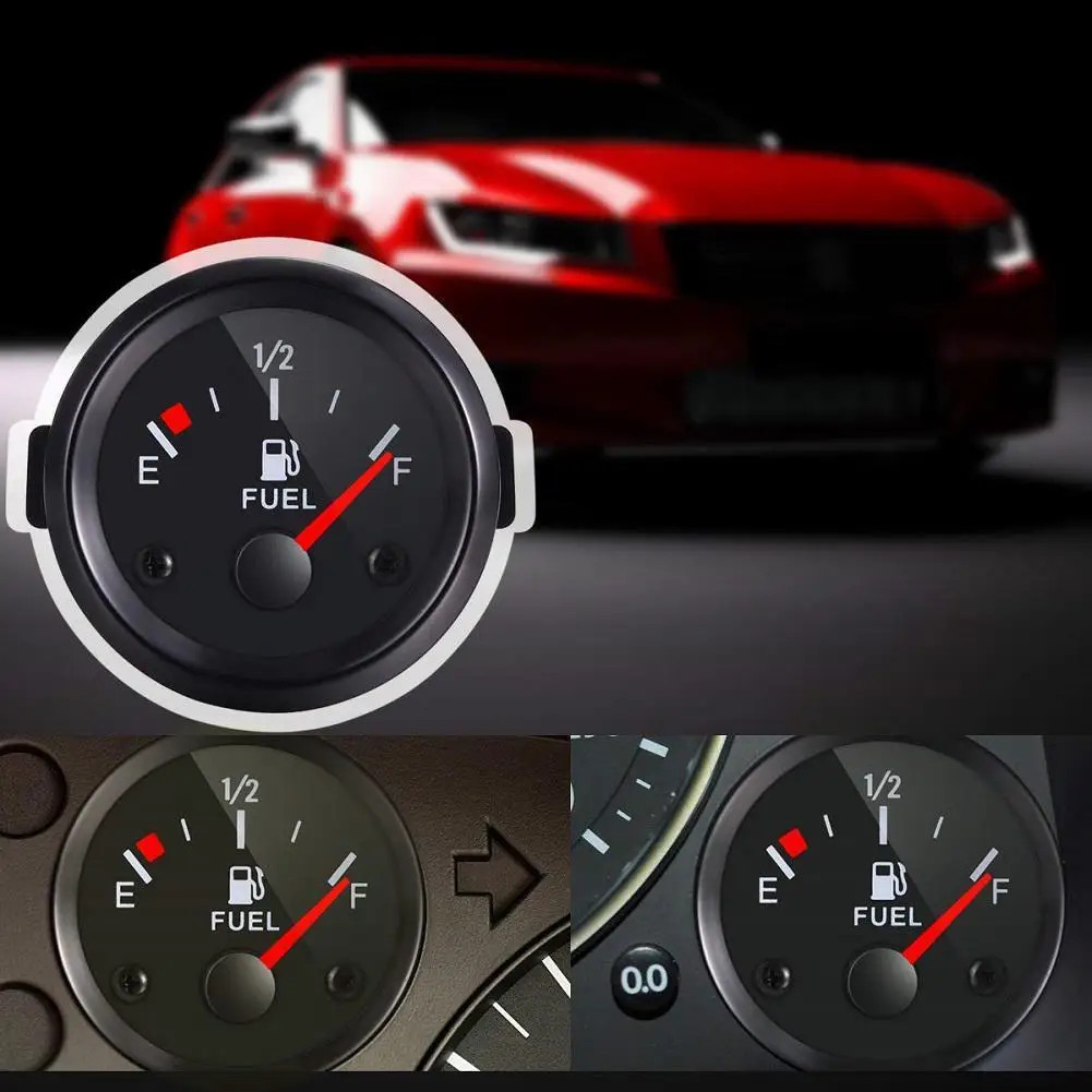 Universal 2″ 52mm Fuel Level Gauge Kit W/ Fuel Float Sensor E-1/2-F Pointer 12V