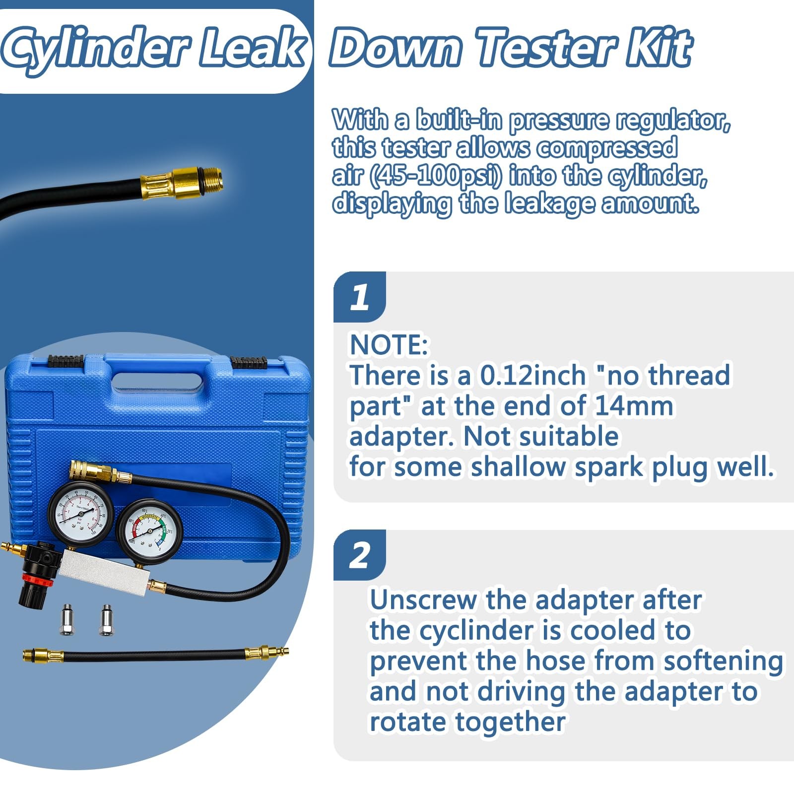 Cylinder Leak Down Tester Kit Compression Leakdown Detector Leakage Test Set …