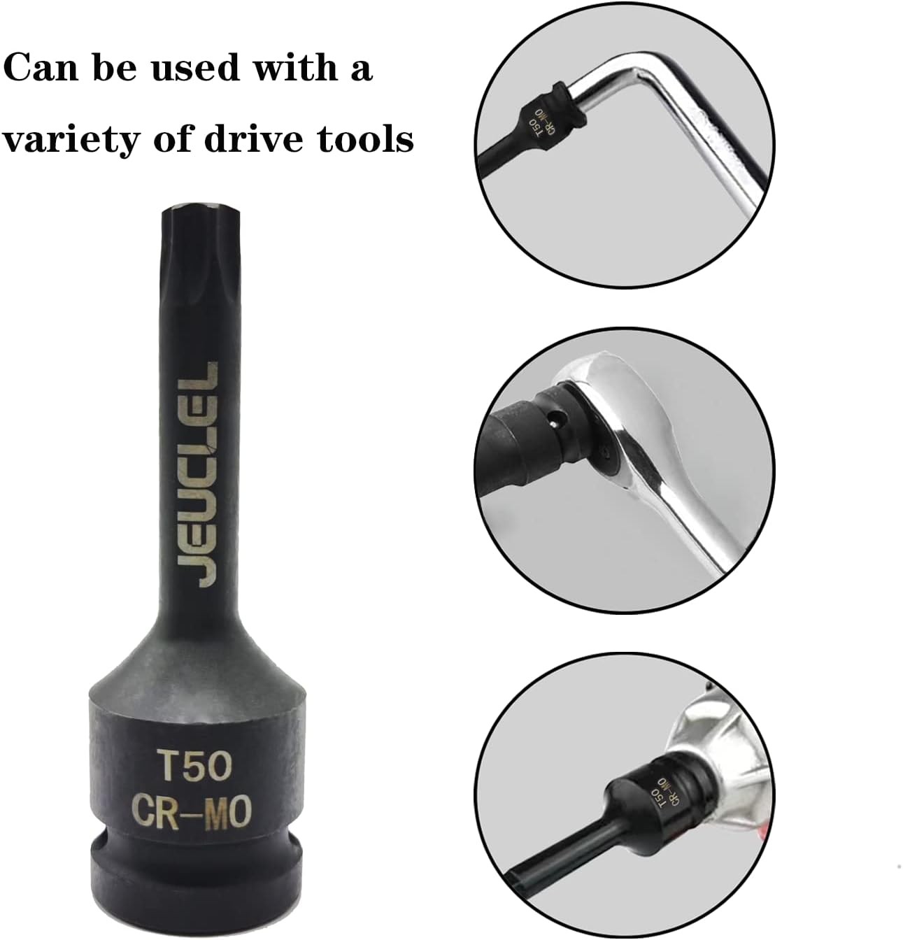 T50 Torx Star 6 Point Impact Bit Socket, 1/2-Inch Square Drive 3-Inch