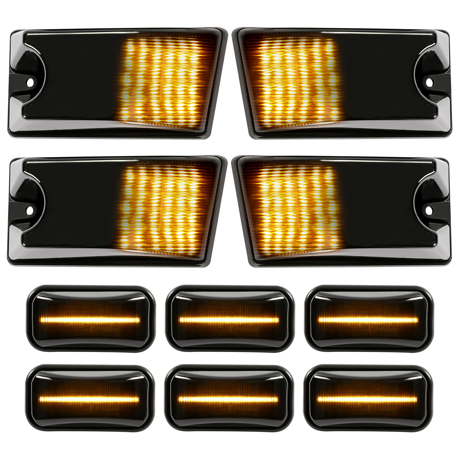 10PCS For Hummer H2 2003-2009 Smoke Led Cab Roof Light Marker Top Lamps Set