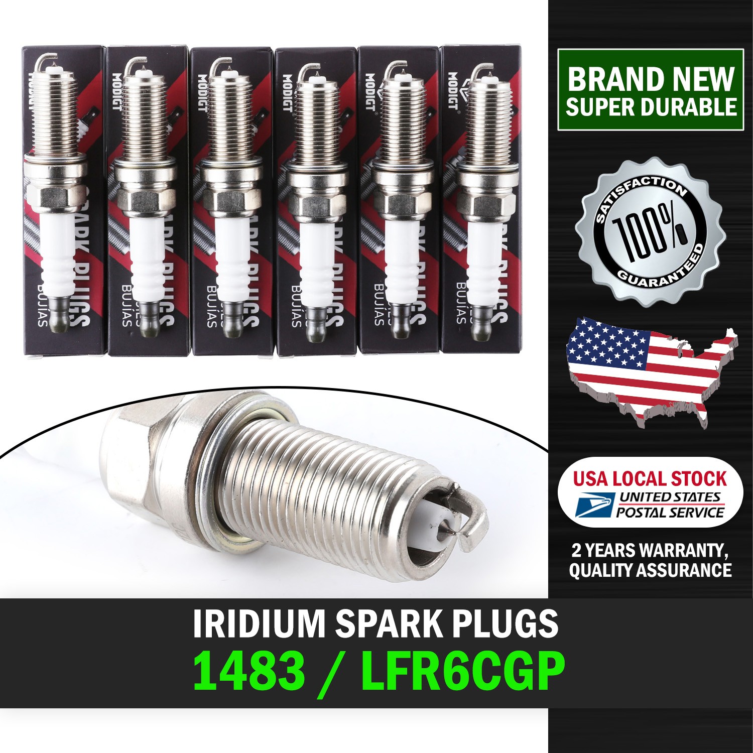 Set of 6 Premium 1483 / LFR6CGP Iridium Spark Plugs Kit – New And High Quality