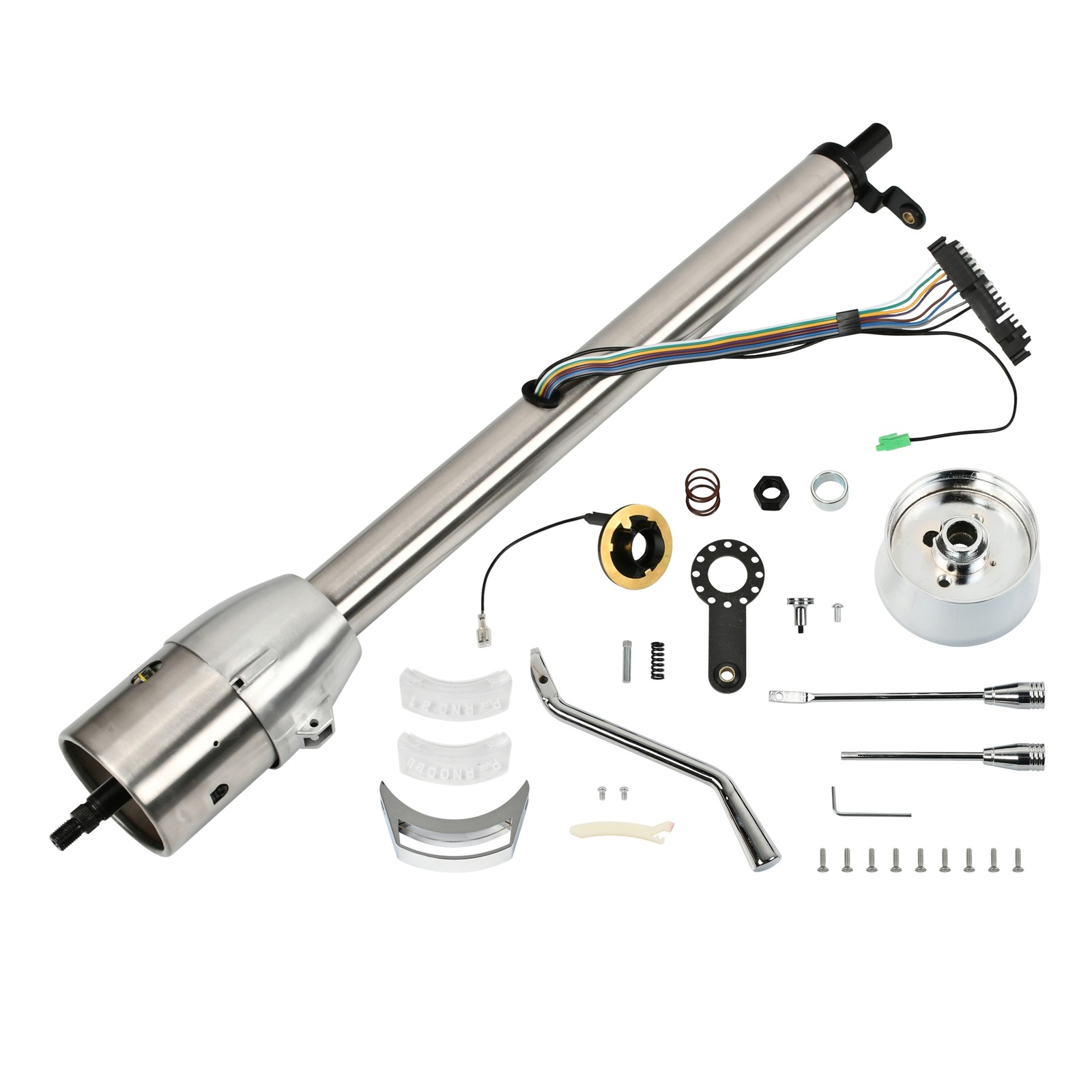 30″ Tilt Automatic Natural Stainless Steel Steering Column & Adapter Kit No Key