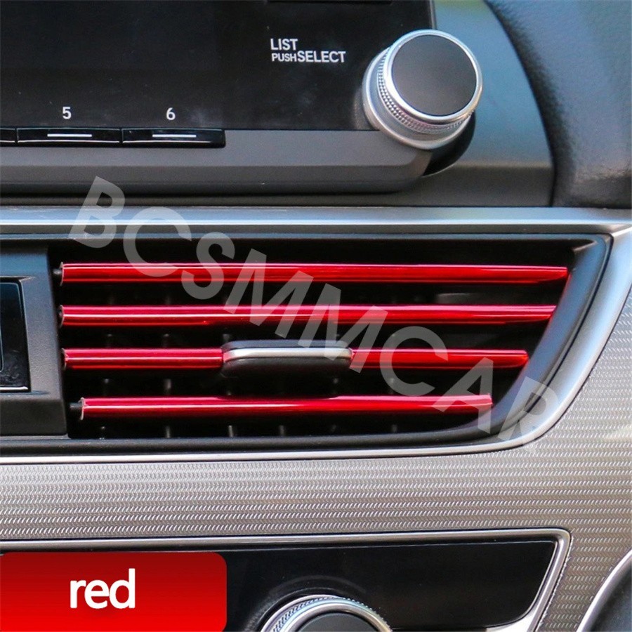 10PCS Car Accessories Red Air Conditioner Outlet Decoration Strips