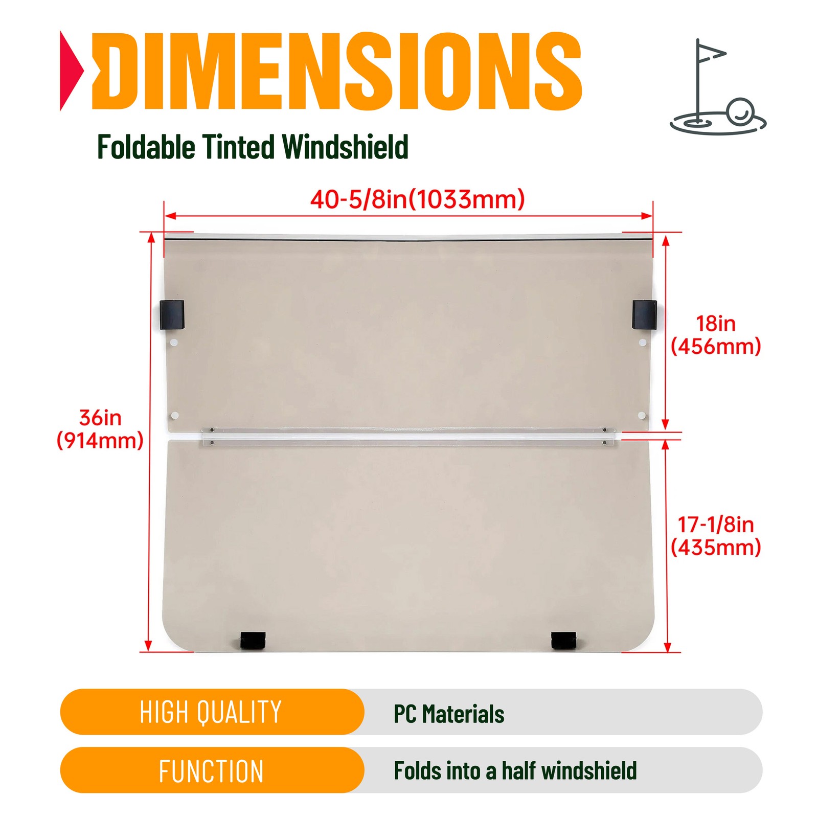 Foldable Smoke Windshield Windscreen For Yamaha G14 G16 G19 Golf Cart 1995-2003