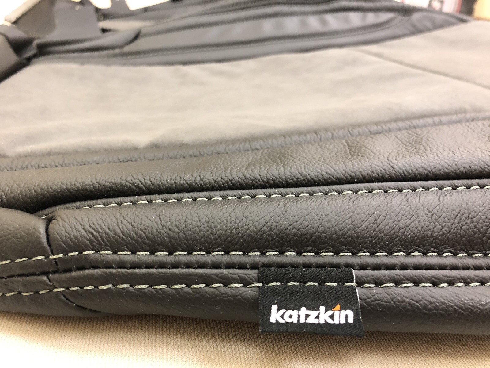 Katzkin Black Leather Dark Slate Suede Seat Covers for 2015-23 Dodge Challenger