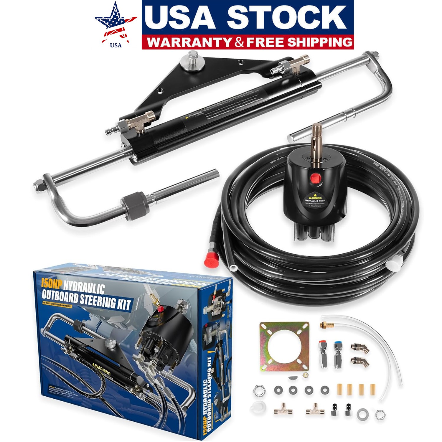 HK4200A-3 Hydraulic Outboard Steering System Kit 150HP HC4645H Teleflex Marine
