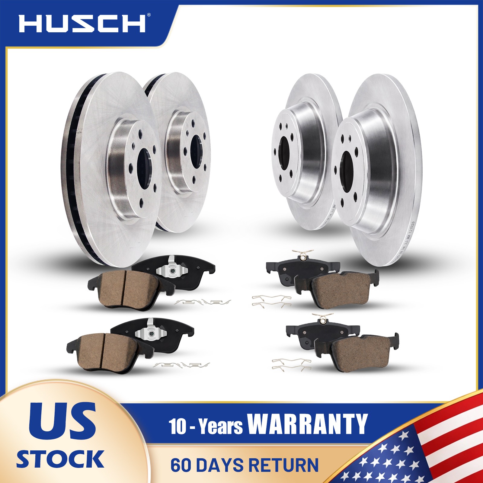 Front Rear Disc Rotors Ceramic Pads for FORD FUSION 2013-2020 MKZ 2013-2016