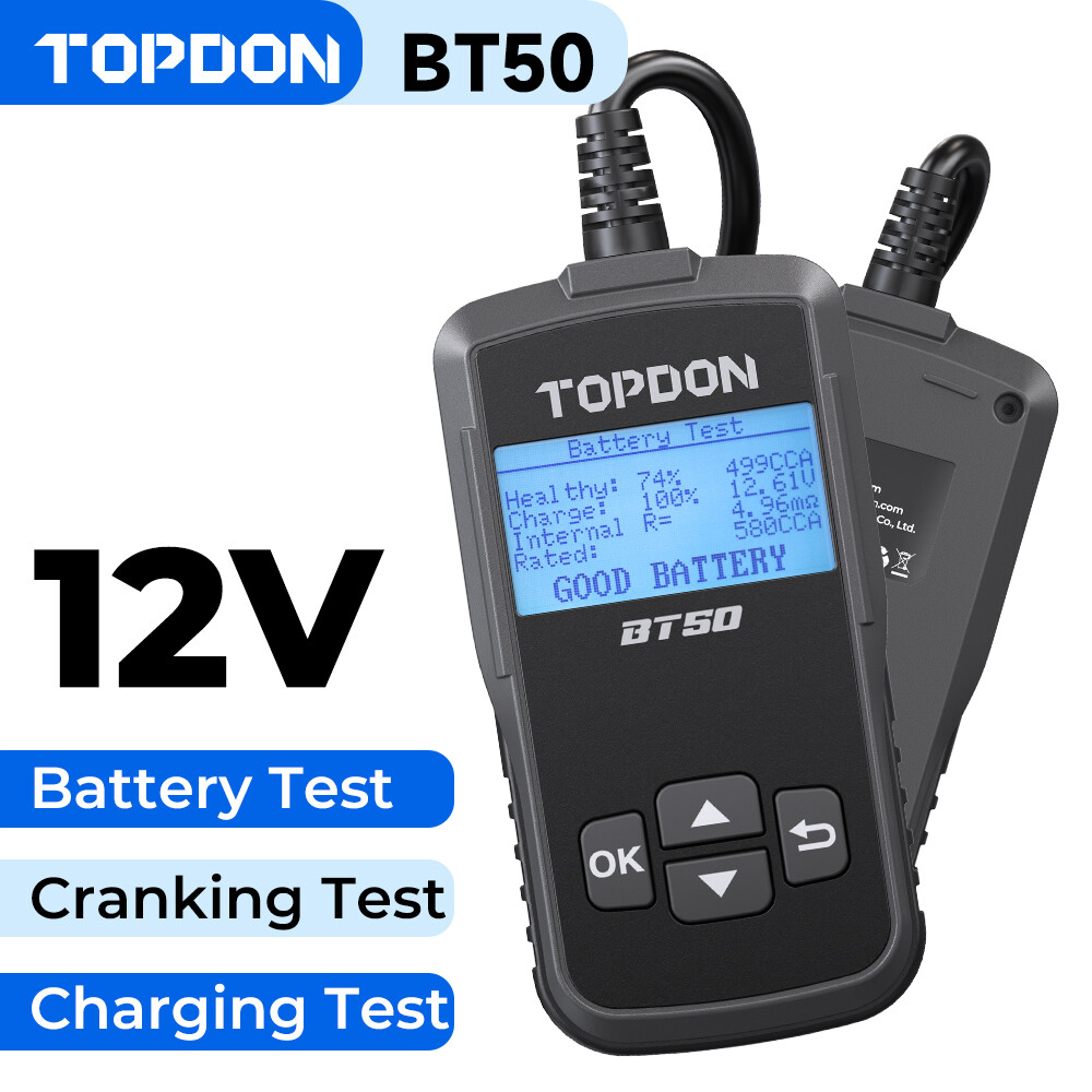 TOPDON Car Battery Tester 6V 12V 100-2000CCA Cranking Charging Battery Analyzer