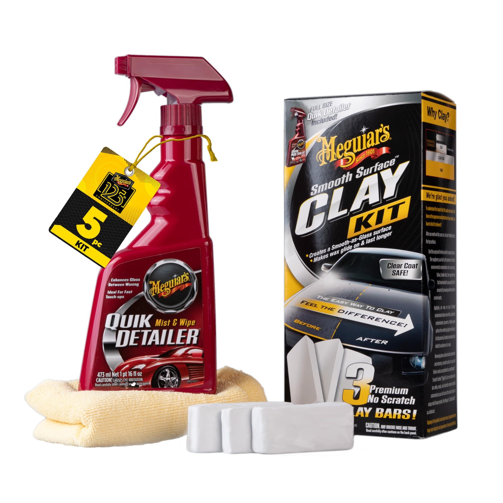 Meguiar’s G191700 Smooth Surface Clay Kit, Safe 1 Count (Pack of 1), No Color
