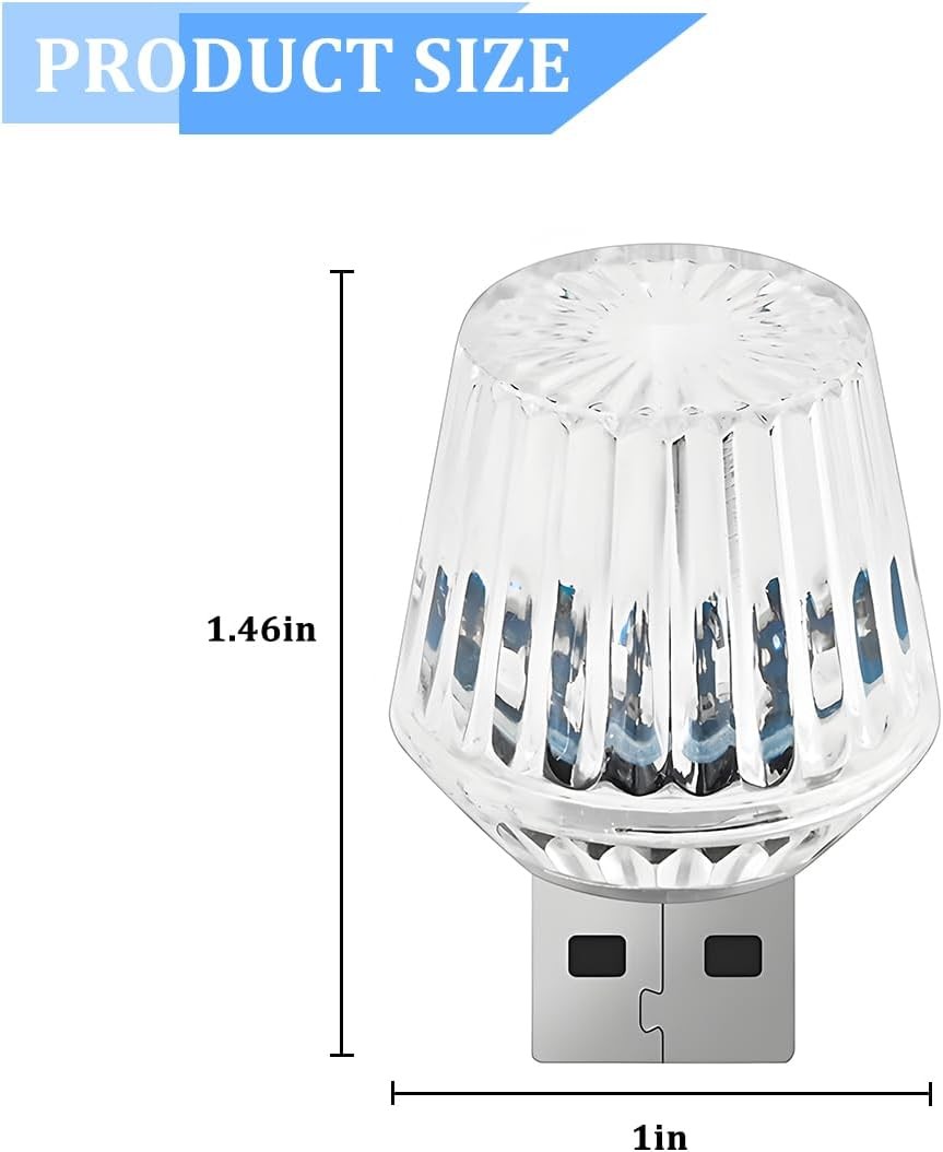 Mini Car USB LED Interior Light, 5V Plug-in NightLight