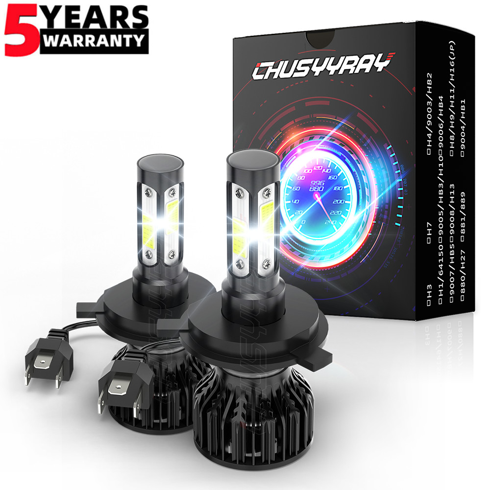 2X 6000k H4 100W White LED Headlight Bulbs For ARCTIC CAT WILDCAT TRAIL 700