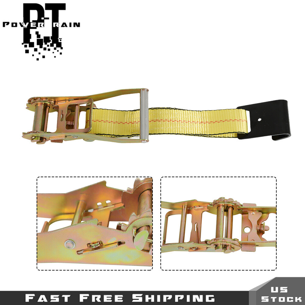 Heavy Duty Flat Hook Ratchet Straps-Tie Down Straps 2 Inch x27 Feet 4Pcs