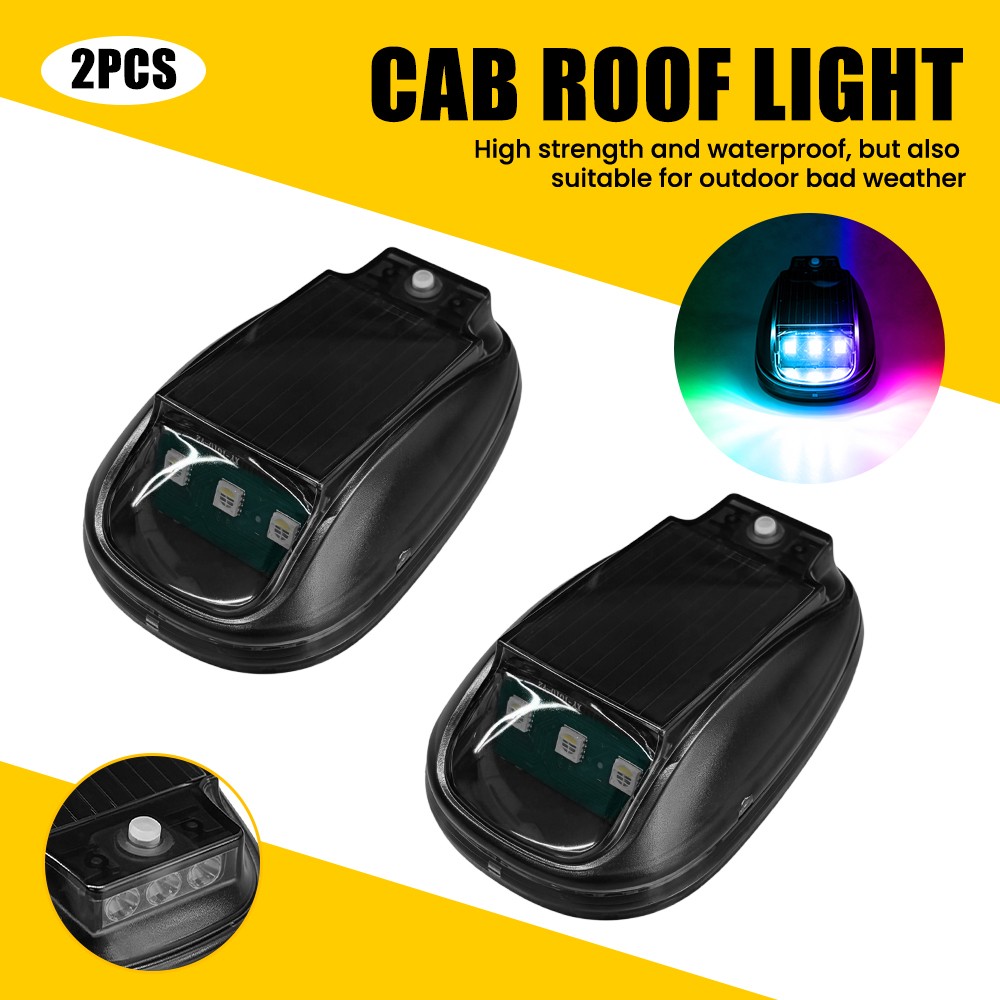 LED Wireless Solar Powered Cab Lights Top Roof Light 2x For Off-road Vehicle RVs