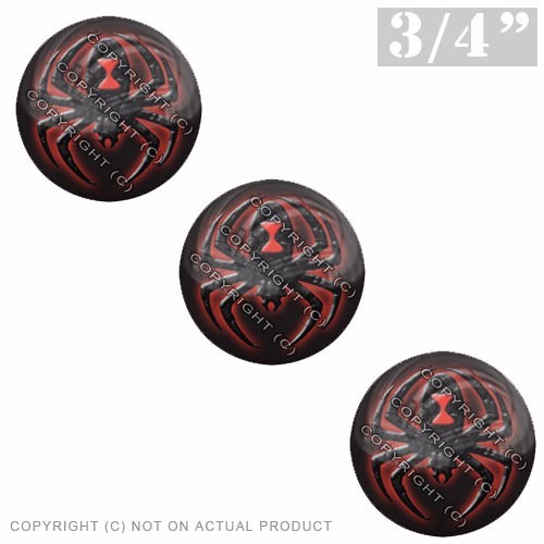 3 Pack Gel Top Domed Glossy 3/4″ 3M Premium Decal Stickers BLACK WIDOW SPIDER