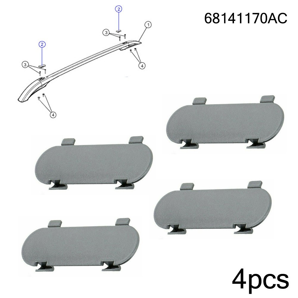 Side Rail Covers Luggage Rack 4Pcs 6.3×1.9cm 68141170AC Plastic Silver